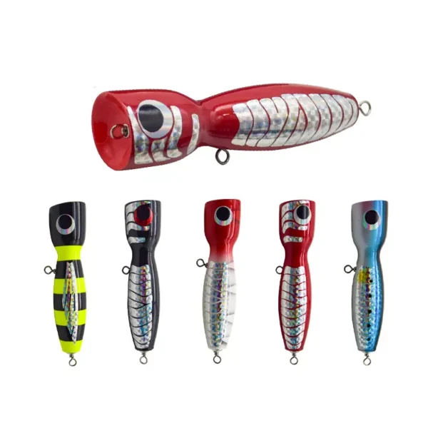 Wooden popper fishing lures