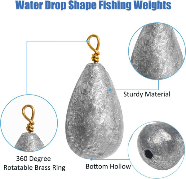Water drop shape fishing weights