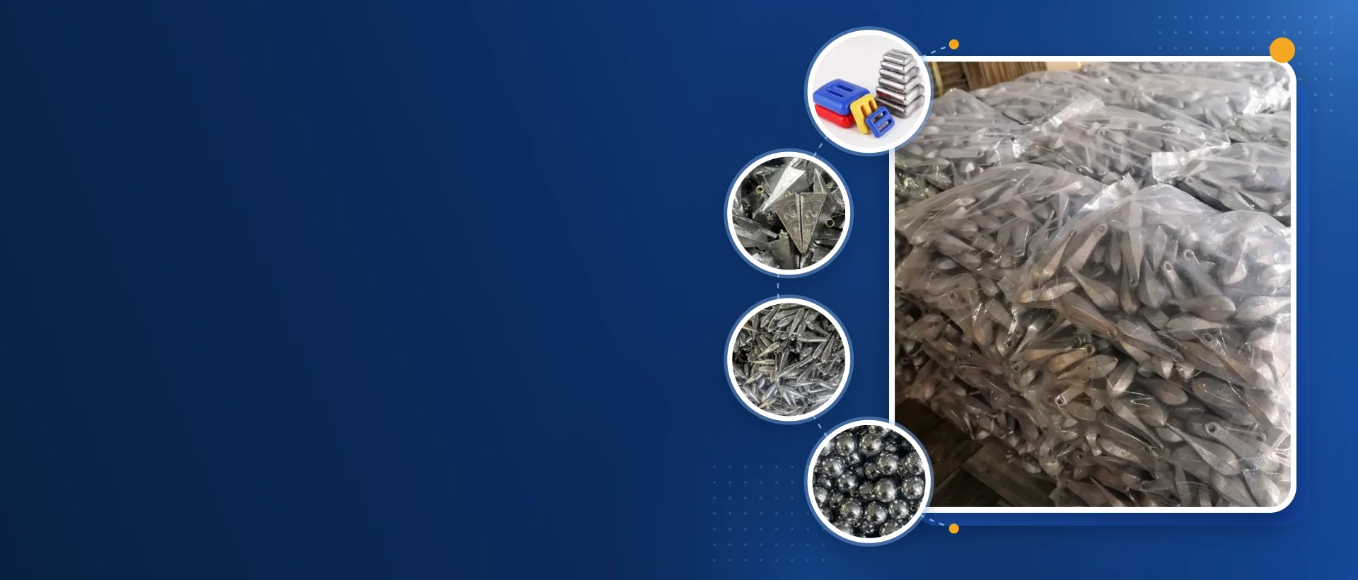 Lead fishing sinkers, diving weights and bagged bank sinkers from a Vietnam factory